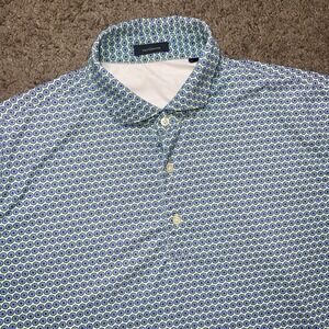 Turtleson Polo Golf Shirt Men's L Blue Geometric Polyester Performance Stretch